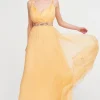 Abito pesca in chiffon di seta