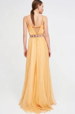 Abito pesca in chiffon di seta