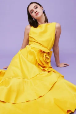 Abito rouches giallo