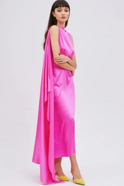 Abito smanicato fucsia