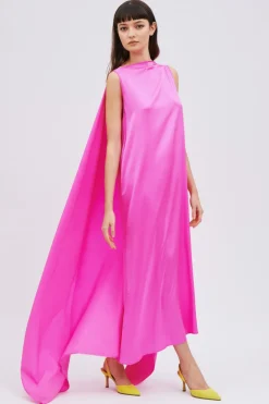 Abito smanicato fucsia