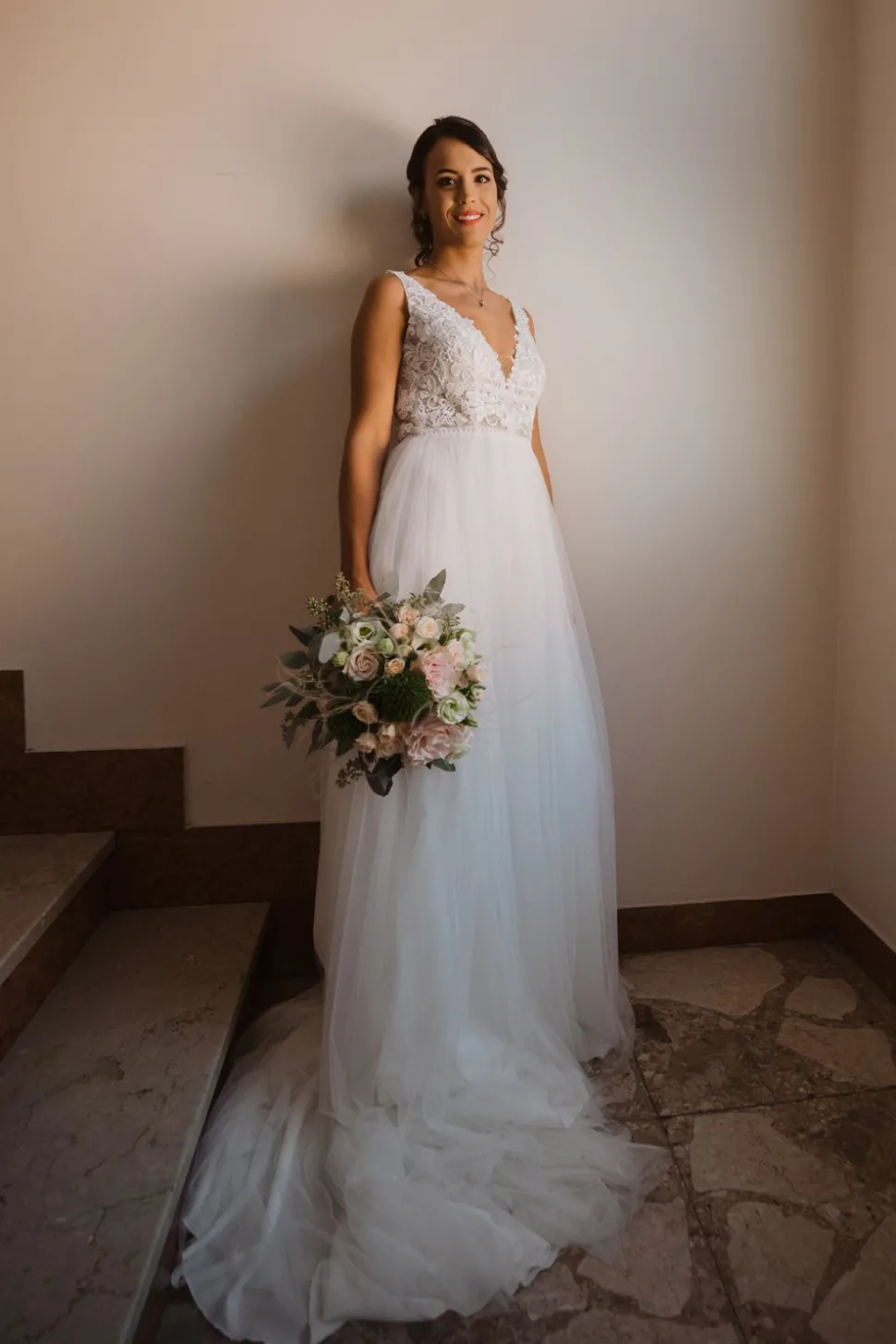 Abito tulle e macramè