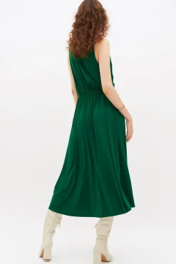 Abito verde con spacco
