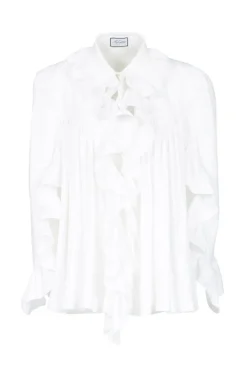 Camicia in cotone con rouches