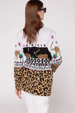Cardigan animalier bianco