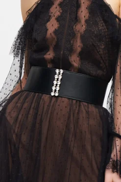 Cintura in pelle e swarovski