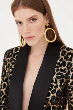 Completo in paillettes leopardato