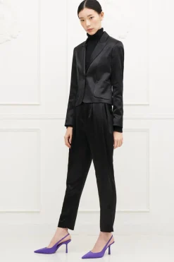 Completo lucido nero con giacca e pantalone