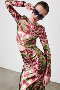 Crop top jacquard lamè
