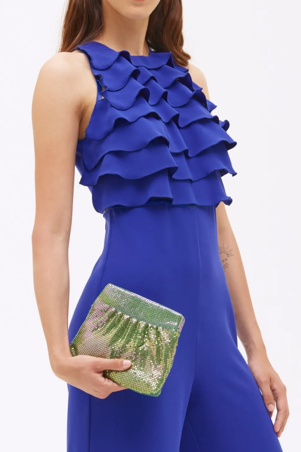Jumpsuit blu con rouches