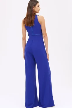 Jumpsuit blu con rouches