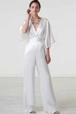 jumpsuit con scollo a V e fascia in vita