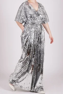 Jumpsuit paillettes argento