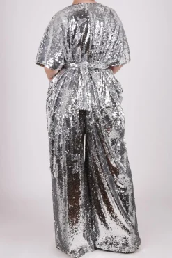 Jumpsuit paillettes argento