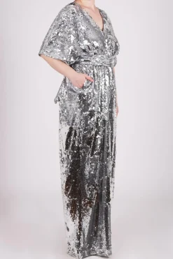Jumpsuit paillettes argento