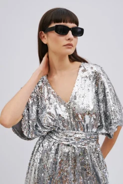 Jumpsuit paillettes argento
