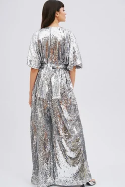 Jumpsuit paillettes argento