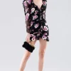 Mini dress a fiori con manica in pizzo