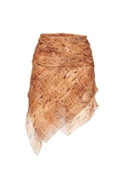Minigonna asimmetrica in seta stampa animalier
