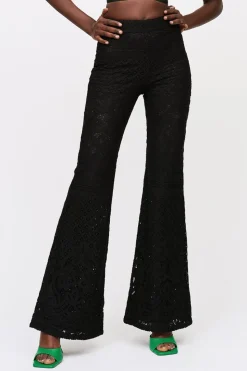 Pantaloni in sangallo neri