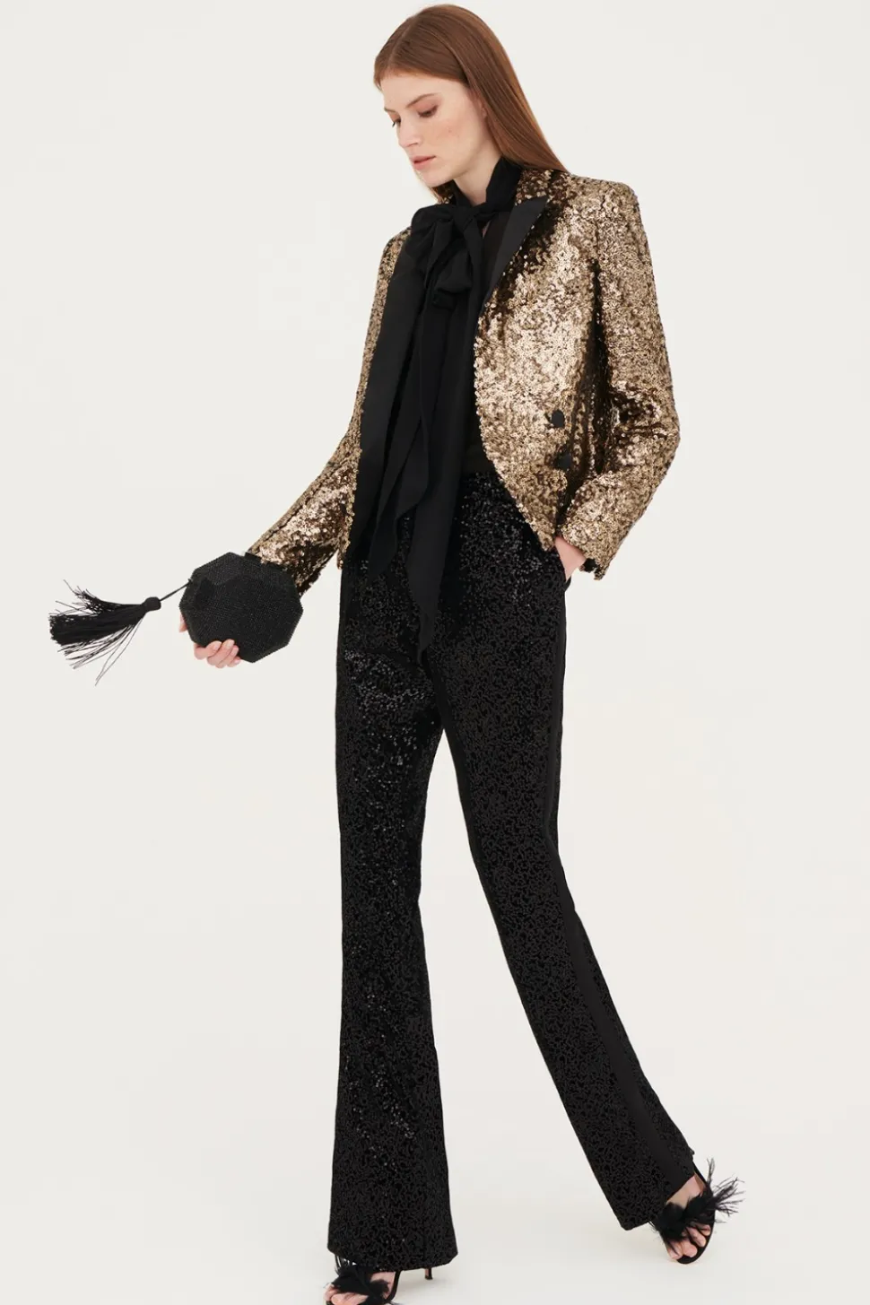 Pantaloni in velluto e paillettes