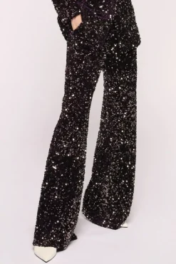 Pantaloni in velluto glitter