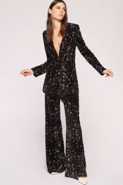 Pantaloni in velluto glitter
