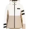 Piumino da sci beige e bianco
