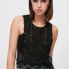 Top con paillettes e trasparenze
