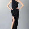 Vestito lungo monospalla nero