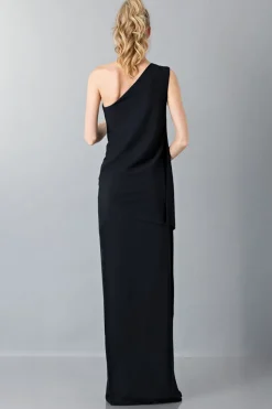 Vestito lungo monospalla nero