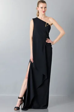 Vestito lungo monospalla nero