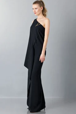 Vestito lungo monospalla nero