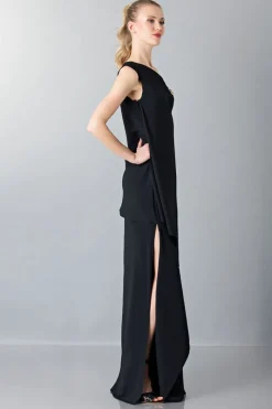 Vestito lungo monospalla nero