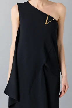 Vestito lungo monospalla nero