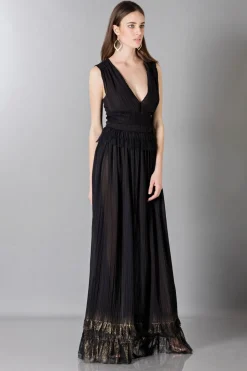 Vestito nero lungo con scollo a V
